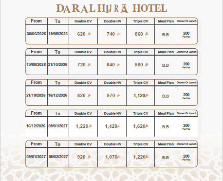 Dar Al Hijra Hotel Rate